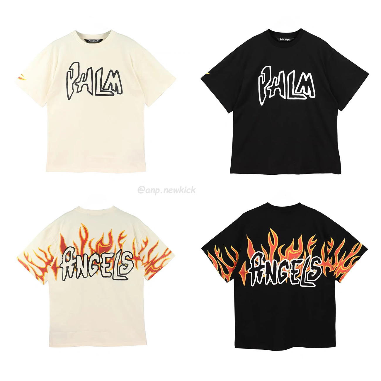 Palm Angels Graffiti Flame T Shirt Shorts Black White (1) - newkick.vip